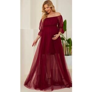 Ever Pretty Short puff sleeve maternity formal dress size 18 holiday party